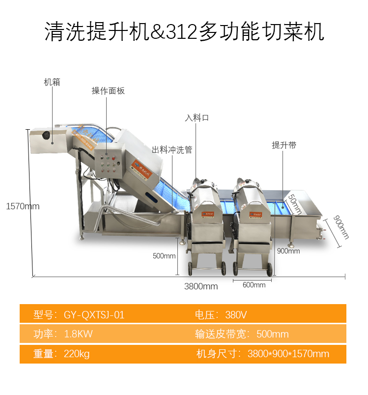 清洗提升機(jī)和多功能切菜機(jī)