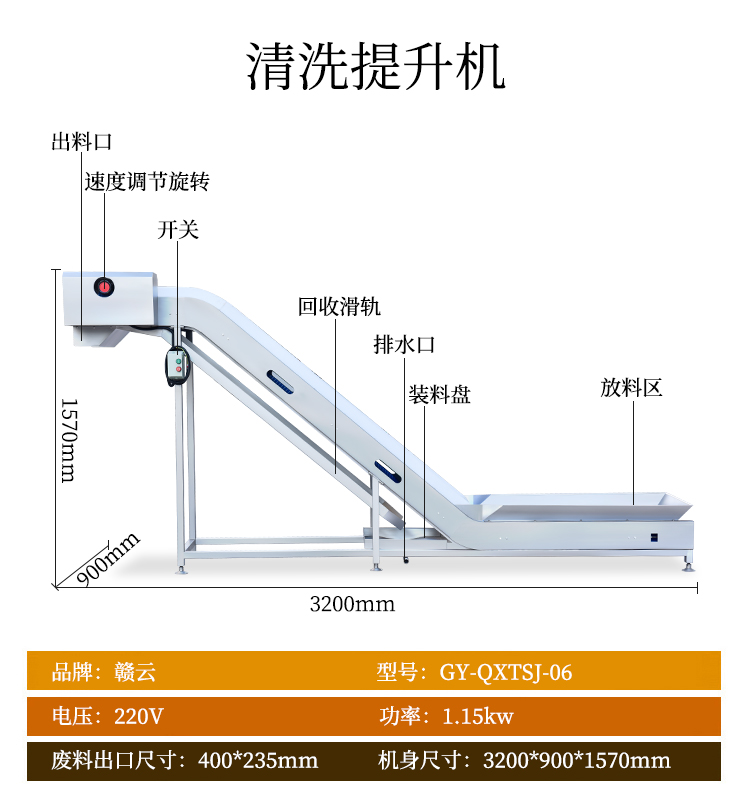 清洗提升機圖片參數(shù)