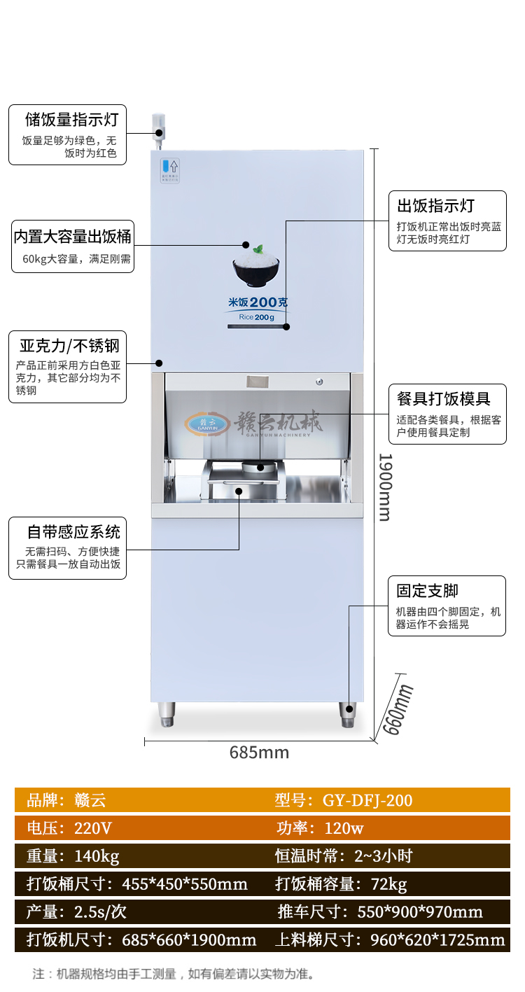 自動打飯機詳細參數(shù)